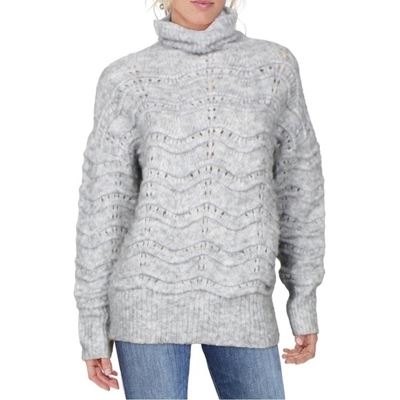 Stella + Lorenzo Sweaters - Stella + Lorenzo Womens Ziggy Cable Knit Cozy Turtleneck Sweater, Grey